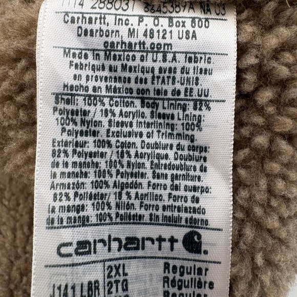 Pre Owned Like New Mens Size XXL Carhartt Sherpa Lined Brown Hooded Jacket - Picture 5 of 6